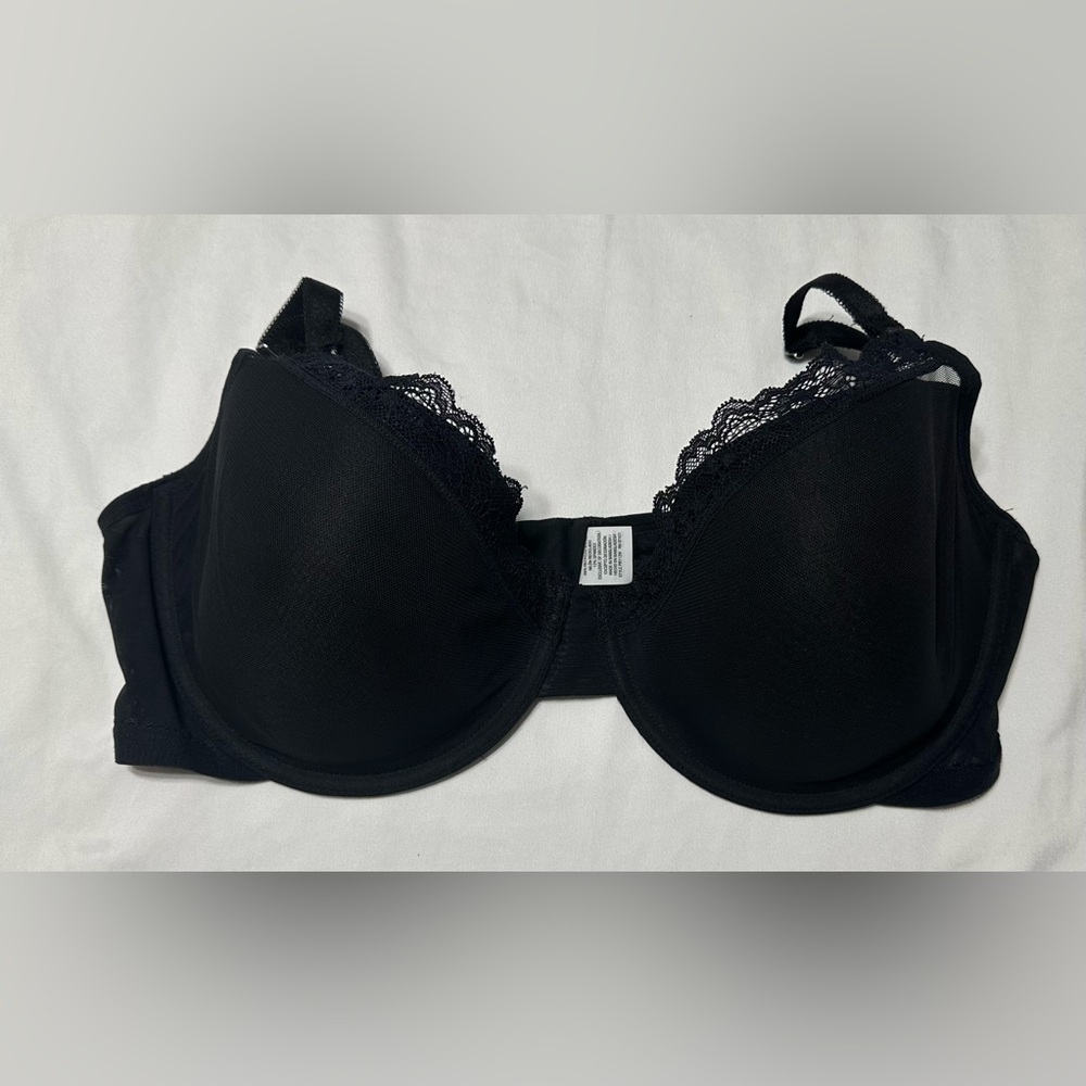 Black Lace Trim Full-Coverage Bra